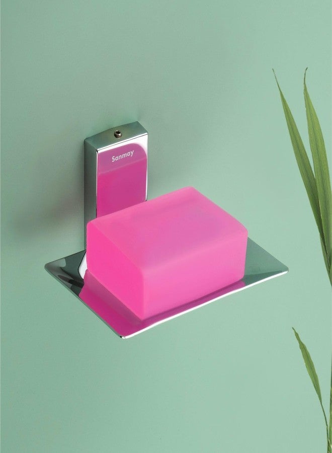 Sanmay Stainless Steel 18G Rectangular Bathroom Wall Mounted 3 dot Soap Dish (Set of 2) - Image 3