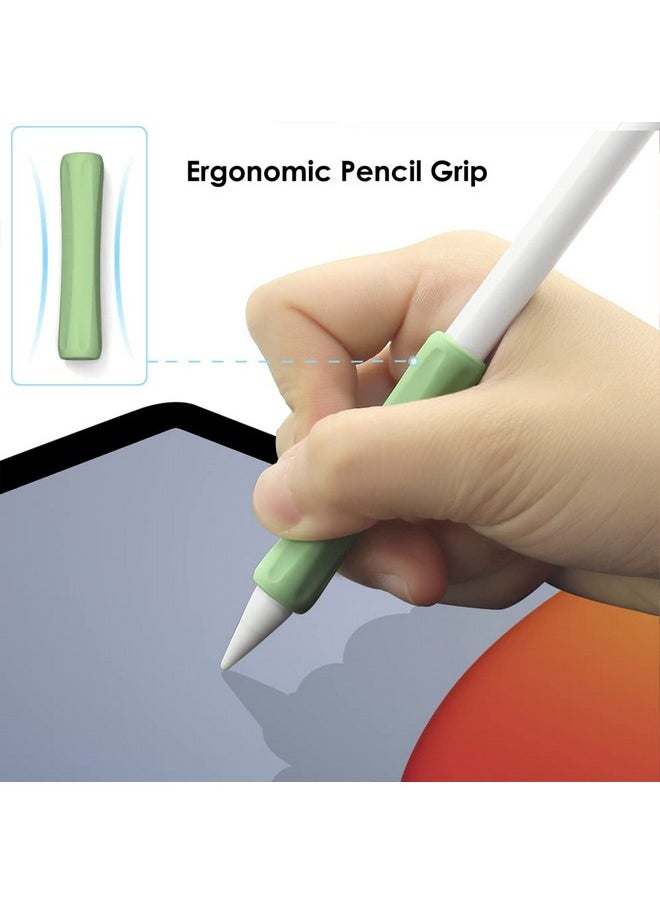 ProElife - 2 Pack Ergonomics Grip Holder Anti Rolling Protective Sleeve Cover For Apple Pencil 2Nd & 1St Gen 2022 2018 Ipad Pro 12.9'' 11'' Air 10.9'' Stylus Accessory Kits (Green Lavender) - Image 1