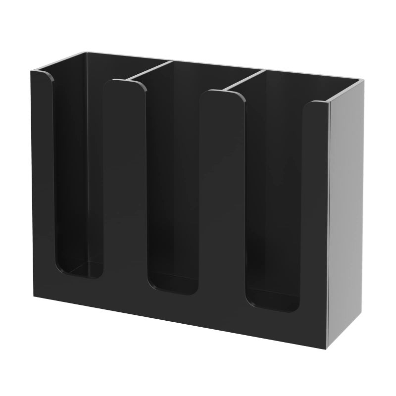 KOTEMON Acrylic Cup and Lid Holder 3 Compartment Disposable Coffee Cup Dispenser Cup Storage Organizer Black