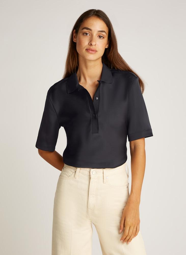 CALVIN KLEIN Button Detail Knitted Polo T-Shirt  - Image 1