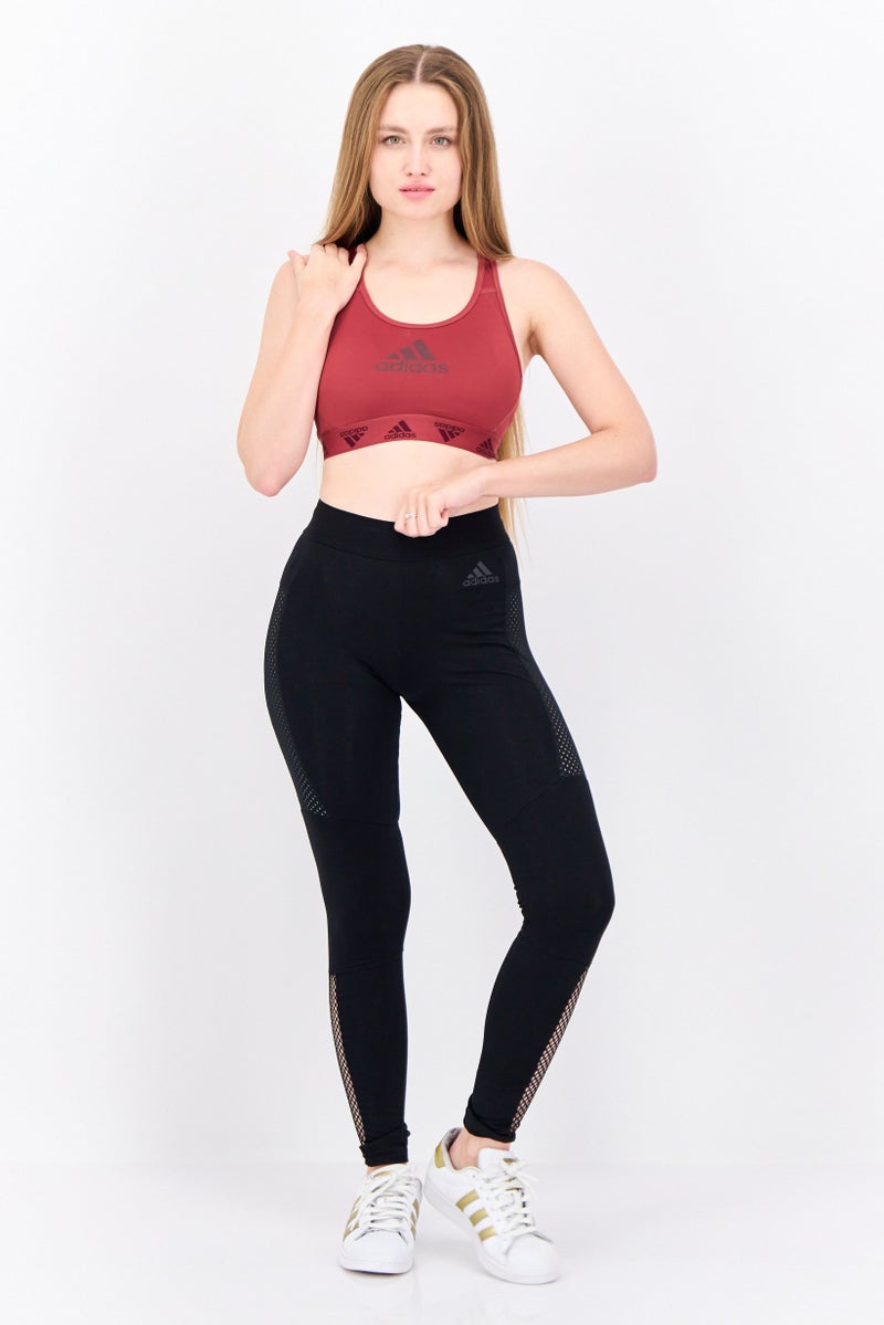 Adidas حمالة صدر رياضية مبطنة بشعار العلامة التجارية للنساء، مارون - Image 3