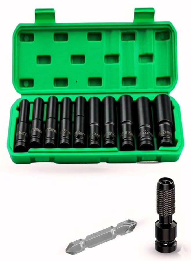 Homdum 10pcs Deep Impact Socket Set Universal Socket Metric Drive Hex Long Socket Set Wrench For Air Pneumatic Repair Tools 8-24MM Size - Image 1