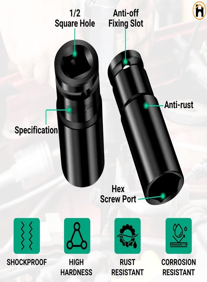 Homdum 10pcs Deep Impact Socket Set Universal Socket Metric Drive Hex Long Socket Set Wrench For Air Pneumatic Repair Tools 8-24MM Size - Image 2