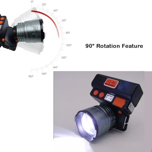 RENMAX High Bright Head Mount Torch Zoom Waterproof Rechargeable Adjustable Handsfree IR Sensor LED Blinker 1000m Range Metal Spotlight for Cycling Camping Caving Hiking Hunting Trekking - 1Pc - Image 4