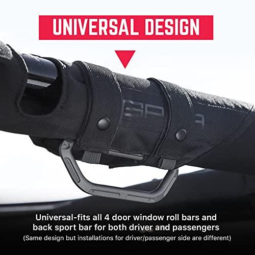 GPCA جي بي سي إيه - مقبض جاب ليت، معدن الألمنيوم، قضيب رول براءة اختراع لجيب رانجلر 4xe، JL، JT، JK، سبورت، صحراوي وروبيكون 4DR/2DR 2007-2023، زوج واحد، أسود جت - Image 4