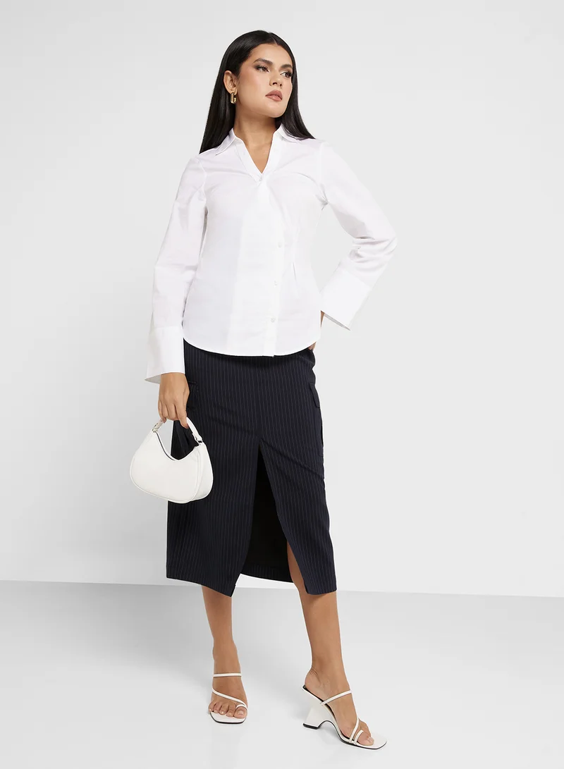 فرنش كونكشن Asymmetric Button Down Shirt