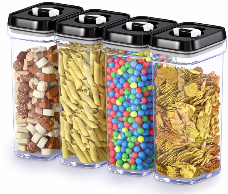 DWLLZA KITCHEN Airtight Food Storage Containers with Lids  4 Piece Set Air Tight Kitchen Storage Containers Clear Pantry Organization and Storage Set BPAFree  Keeps your Food Fresh  Dry