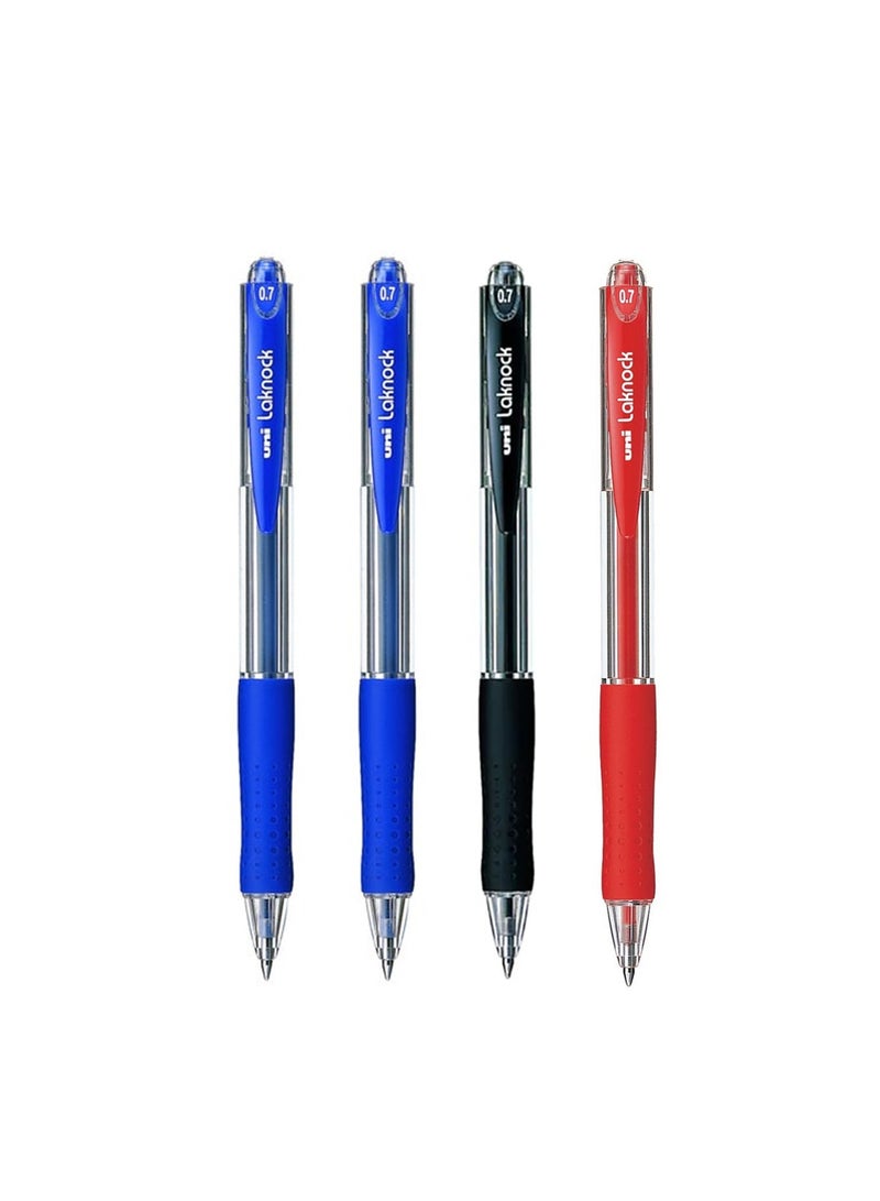 Uniball 4-Piece Laknock Ballpoint Pen 0.7mm Tip Multicolour  - Image 1