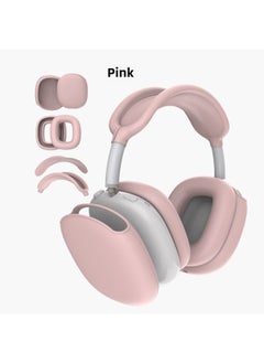 Suitable For Silicone Transparent Shell Apple AirPods Max Headset Shell Anti-collision Three-piece Set-Color:Pink Four-piece Set-Model:Airpodsmax Protective Sleeve