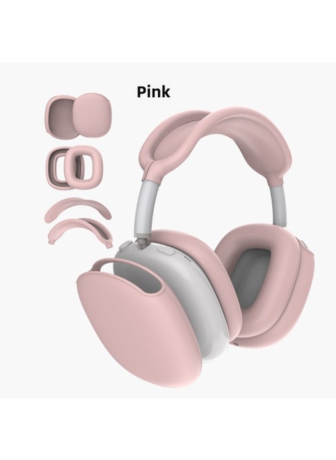 Generic - Suitable For Silicone Transparent Shell Apple AirPods Max Headset Shell Anti-collision Three-piece Set-Color:Pink Four-piece Set-Model:Airpodsmax Protective Sleeve - Image 1