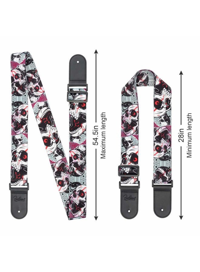 BestSounds Skull Guitar Strap & Leather Ends Guitar Shoulder Strap for Bass, Electric, Acoustic Guitars - Image 2