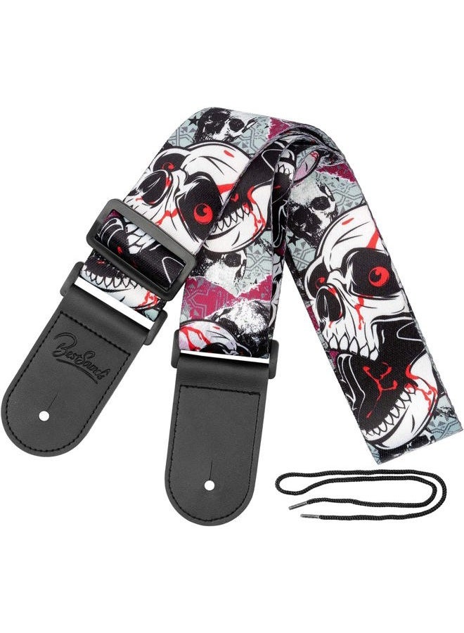 BestSounds Skull Guitar Strap & Leather Ends Guitar Shoulder Strap for Bass, Electric, Acoustic Guitars - Image 1