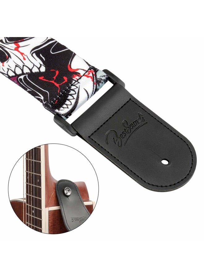 BestSounds Skull Guitar Strap & Leather Ends Guitar Shoulder Strap for Bass, Electric, Acoustic Guitars - Image 4