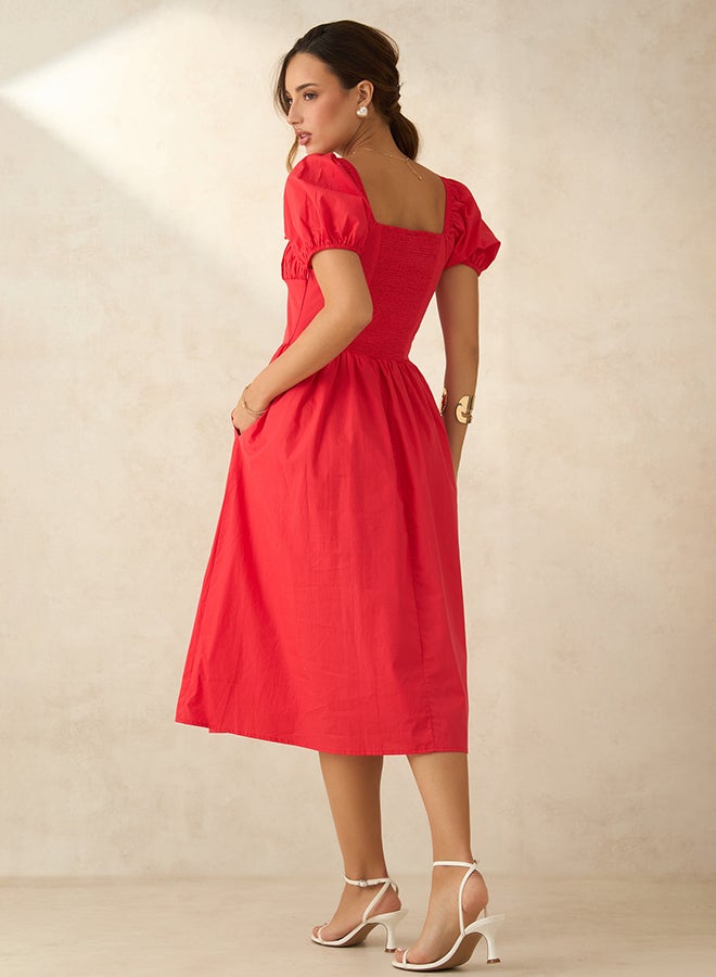 VIRGIO 100% Cotton Voluminous Midi Dress - Image 4
