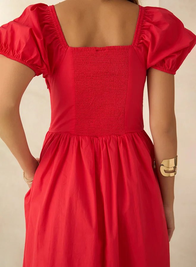 Virgio  VIRGIO 100% Cotton Voluminous Midi Dress for Women | Best Price UAE