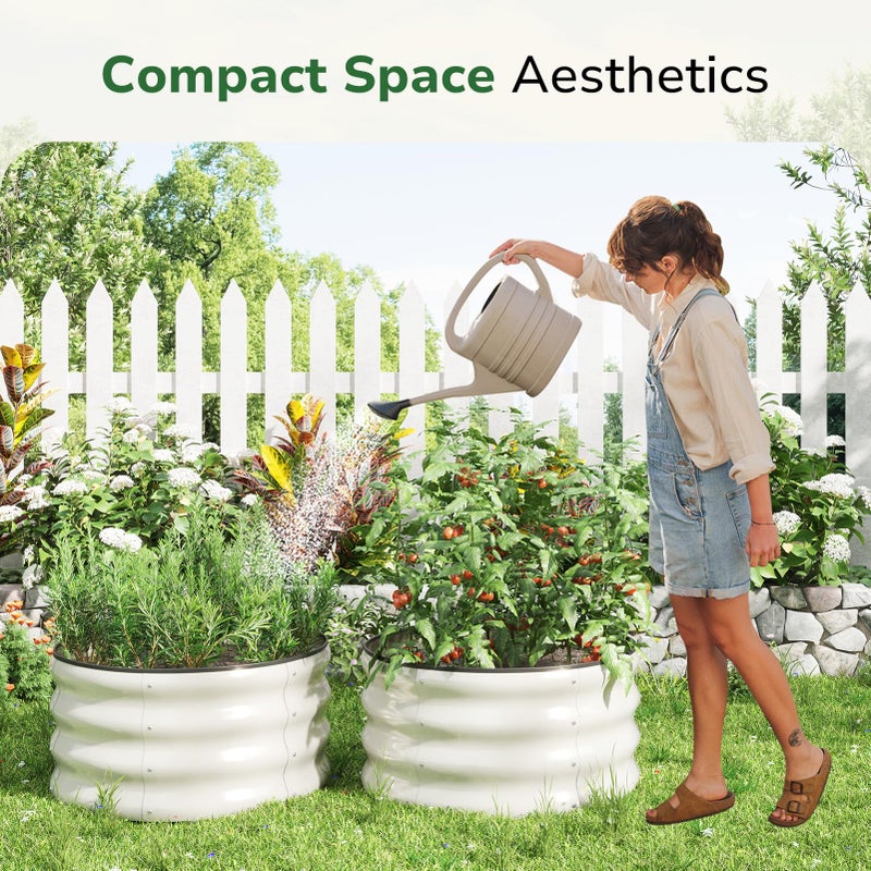 GreatBuddy 2x2x1 ft Round Galvanized Raised Garden Bed, Easy-Assembly Raised Bed with Anti-Cut Gloves & Tools, Rust-Proof Garden Bed for Outdoor, Vegetables, Herbs, Small Trees, White - Image 2