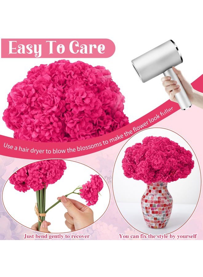 Ovveroche 72 Pcs Hot Pink Hydrangea Artificial Flowers, Round Floral Bouquet for Home Decor, Wedding, Party, and Seasonal Decoration, Realistic Fake Flowers for Centerpieces, Aisle, Table Arrangements - Image 4