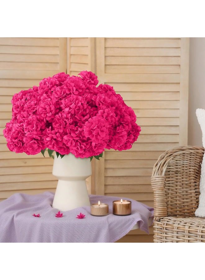 Ovveroche 72 Pcs Hot Pink Hydrangea Artificial Flowers, Round Floral Bouquet for Home Decor, Wedding, Party, and Seasonal Decoration, Realistic Fake Flowers for Centerpieces, Aisle, Table Arrangements - Image 3