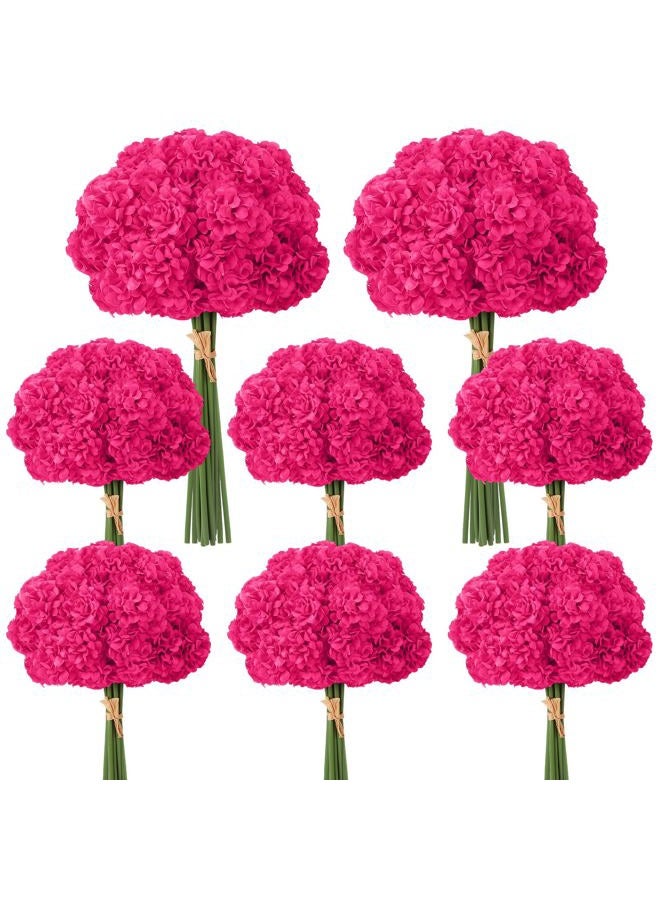 Ovveroche 72 Pcs Hot Pink Hydrangea Artificial Flowers, Round Floral Bouquet for Home Decor, Wedding, Party, and Seasonal Decoration, Realistic Fake Flowers for Centerpieces, Aisle, Table Arrangements - Image 1