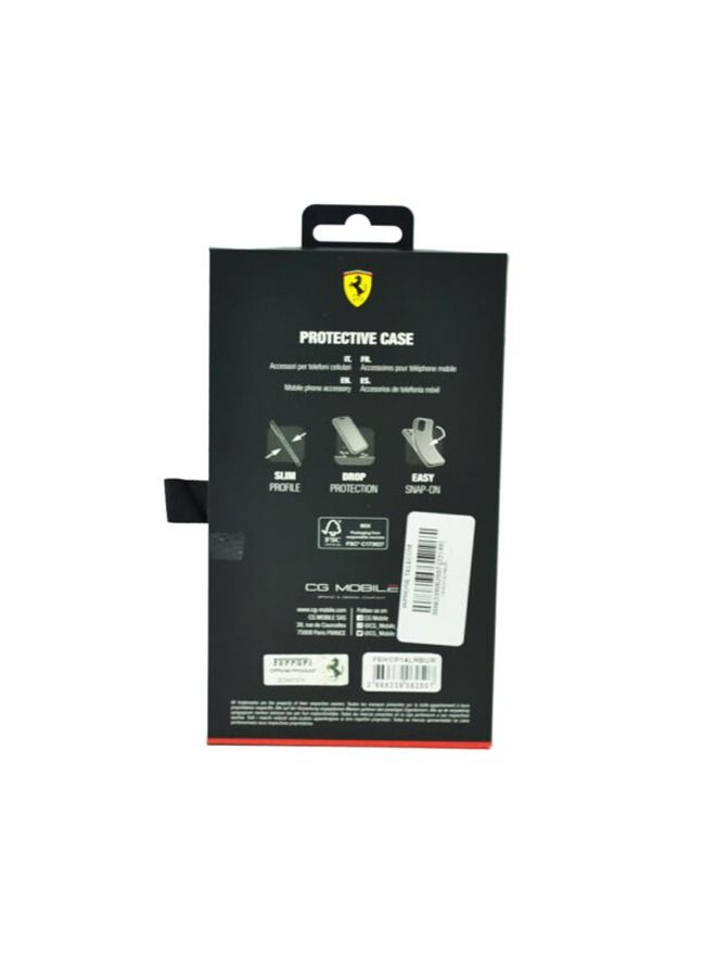 Ferrari حافظة جلدية مع جوانب مطبوعة بشعار درع أصفر لهاتف آيفون 14 برو أحمر - Image 3