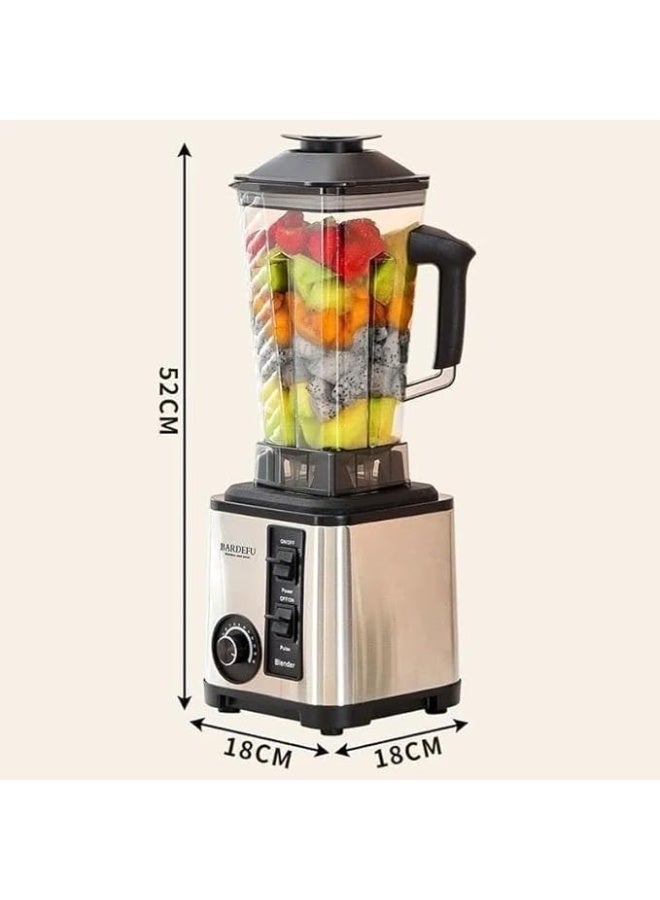 SILVER CREST This 2-liter stainless steel turbo blender boasts 9500 watts of power, 8 blades with a built-in grinder, a high-quality acrylic bowl, and 15 speed settings. It crushes ice, makes smoothies, grinds spices, and prepares high-quality juices to meet your daily needs. - Image 1