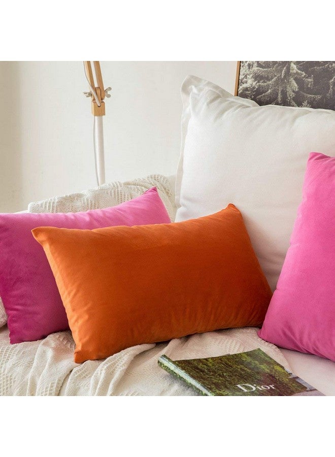 Khooti Rectangular Velvet Cushion Cover, 12x18 (Orange)(Pack of 1) - Image 4