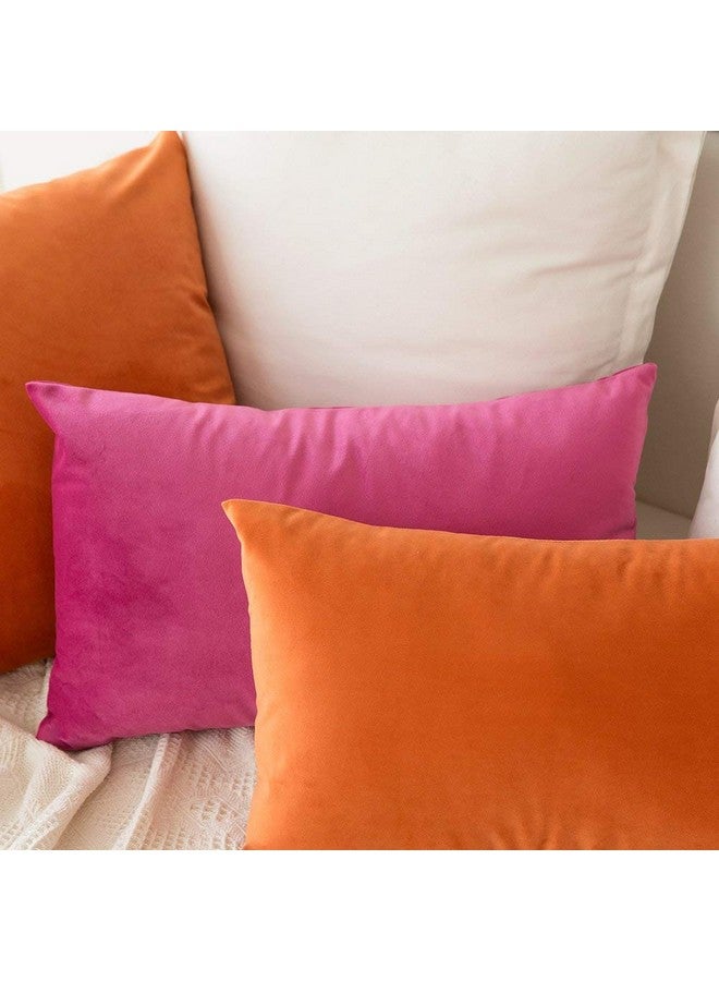 Khooti Rectangular Velvet Cushion Cover, 12x18 (Orange)(Pack of 1) - Image 2