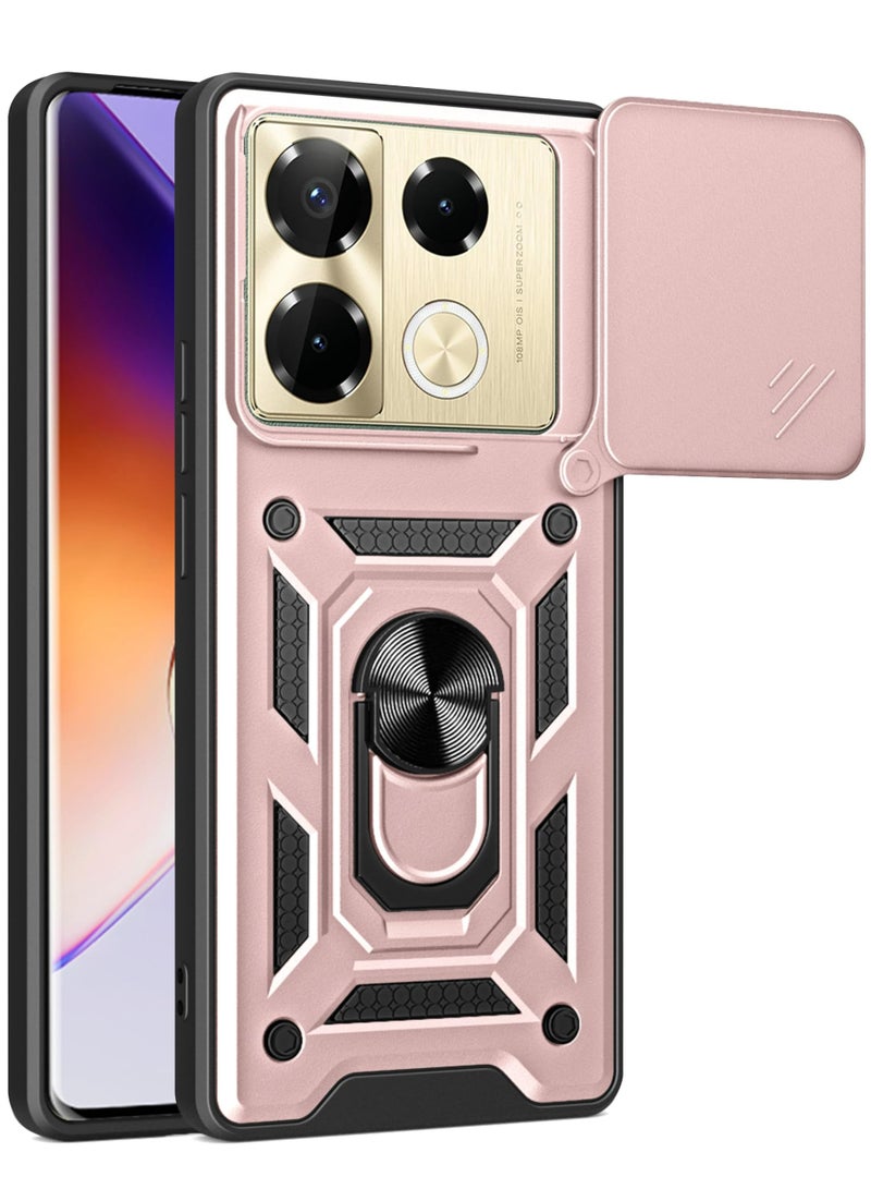Case Cover for Infinix Note 40 Pro (4G/5G)/ Note 40 Pro Plus 5G, Slide Camera Lens Cover + 360°Rotating Kickstand Ring + Support Magnetic Car Mount Shockproof Mobile Phone Case