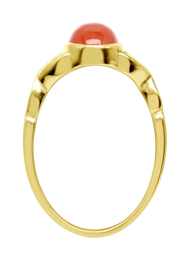 Silvershake 7MM Geunine Round Shape Orange Carnelian 18K Yellow Gold Plated 925 Sterling Silver Victorian Style Solitaire Ring Virgo Gemstone Birthstone Jewelry for Women Size 6.5 - Image 4