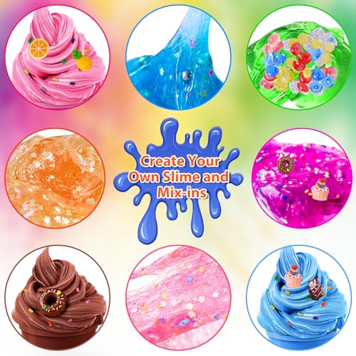 YOPINSAND 12 Cups DIY Slime Making Kit for Girls Crystal Clear and Glow in The Dark With Addins Foam Balls Charms Party Favors Gift Toys for Kids 312 - Image 5