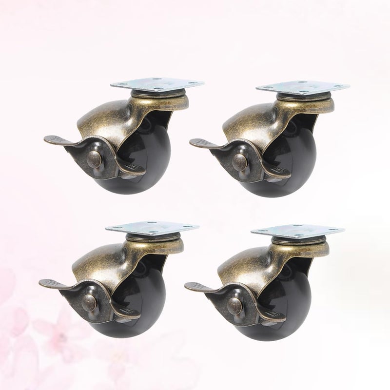 4 قطع من عجلات الكرة الدوارة مقاس 1.5 بوصة مع فرامل للأثاث، عجلات مكتبية ذات دحرجة سلسة - Image 4