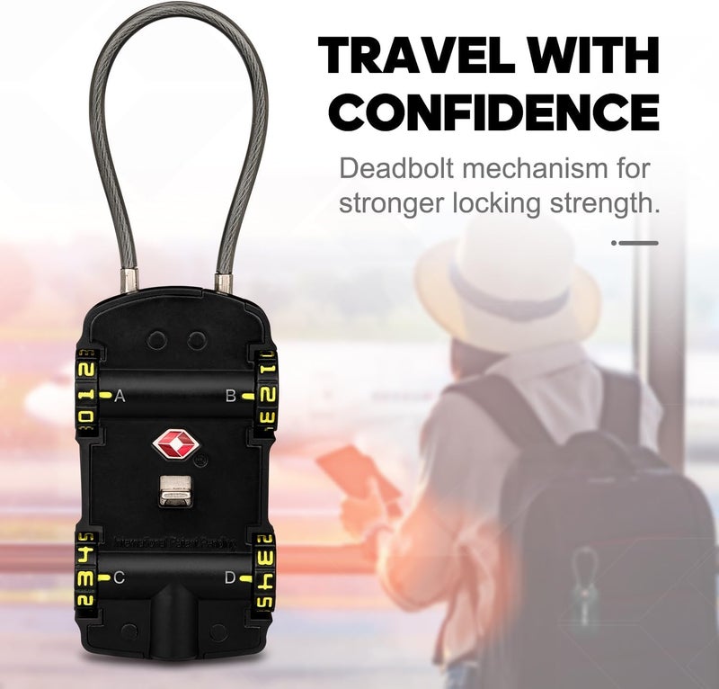 SURE LOCK TSA Approved 4-Digit Combination Luggage Lock - Car Shape Design Travel Lock for Suitcases, Backpacks & Gym Bags (10,000 Combos, 1 Pack Black) - Image 4
