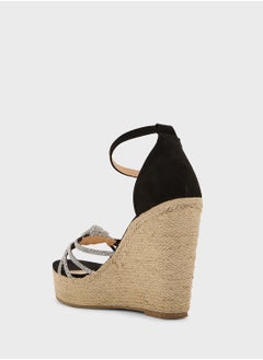 Truffle High Heel Diamante Knot Wedge Sandal  - Image 3