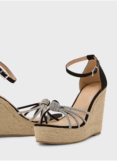 Truffle High Heel Diamante Knot Wedge Sandal  - Image 4