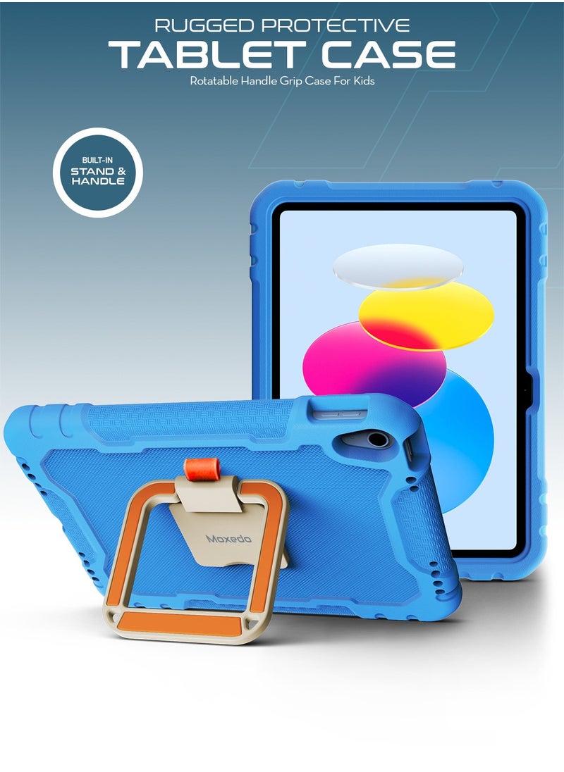 Moxedo - Moxedo Rugged Protective EVA Silicone Kids Case Cover, Shockproof Foldable 360 Rotatable Stand Handle Grip with Pencil Holder Compatible for Apple iPad 2022 (10th Gen) 10.9 inch (Sky Blue) - Image 1