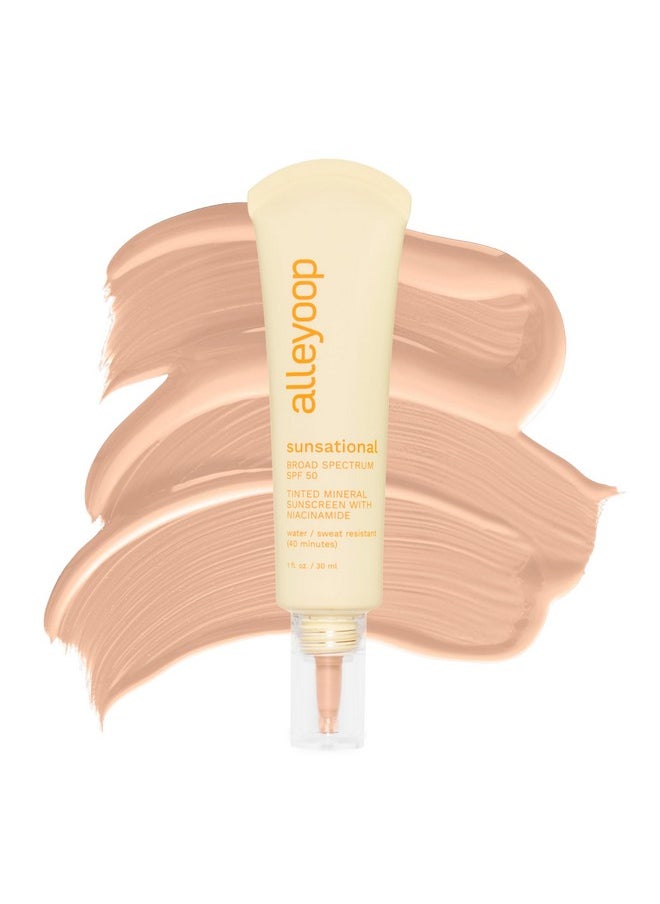 ALLEYOOP Alleyoop Sunsational Tinted Moisturizer Sunscreen for Face Broad Spectrum SPF 50, 100% Mineral Sunscreen with Jojoba, Protects Hydrates and Soothes Skin, Vegan, Cruelty-Free - Glimmer  - Image 1