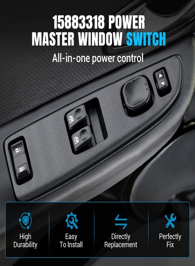 keriolee 15883318 Window Switch Driver Side for 2003-2007 Chevrolet Silverado1500 2500 GMC Sierra Door Lock Power Window Switch Without Folding Mirrors Function Replace DWS-226,10398563, 15112970 - Image 2