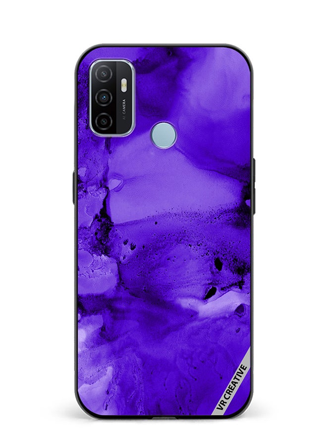 VR CREATIVE Protective Case Cover For Oppo A53 Violet Alcohol Ink Wash Texture On White Paper Design Multicolour - Image 1