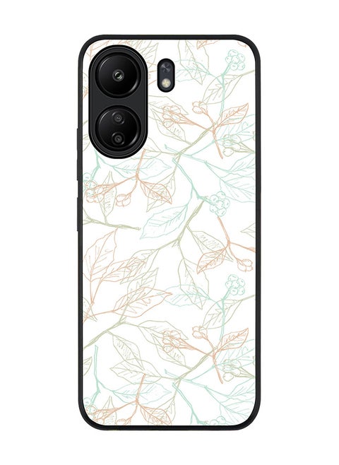 Rugged Black edge case for Xiaomi Poco C65, Slim fit Soft Case Flexible Rubber Edges Anti Drop TPU Gel Thin Cover- Delicate Sprigs