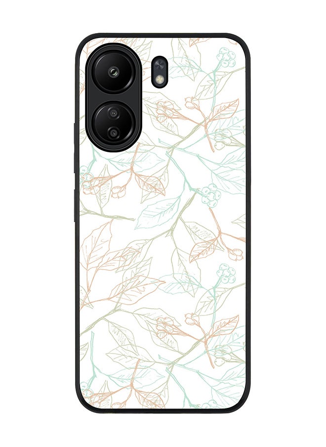 Stylizedd - Rugged Black edge case for Xiaomi Poco C65, Slim fit Soft Case Flexible Rubber Edges Anti Drop TPU Gel Thin Cover- Delicate Sprigs - Image 1