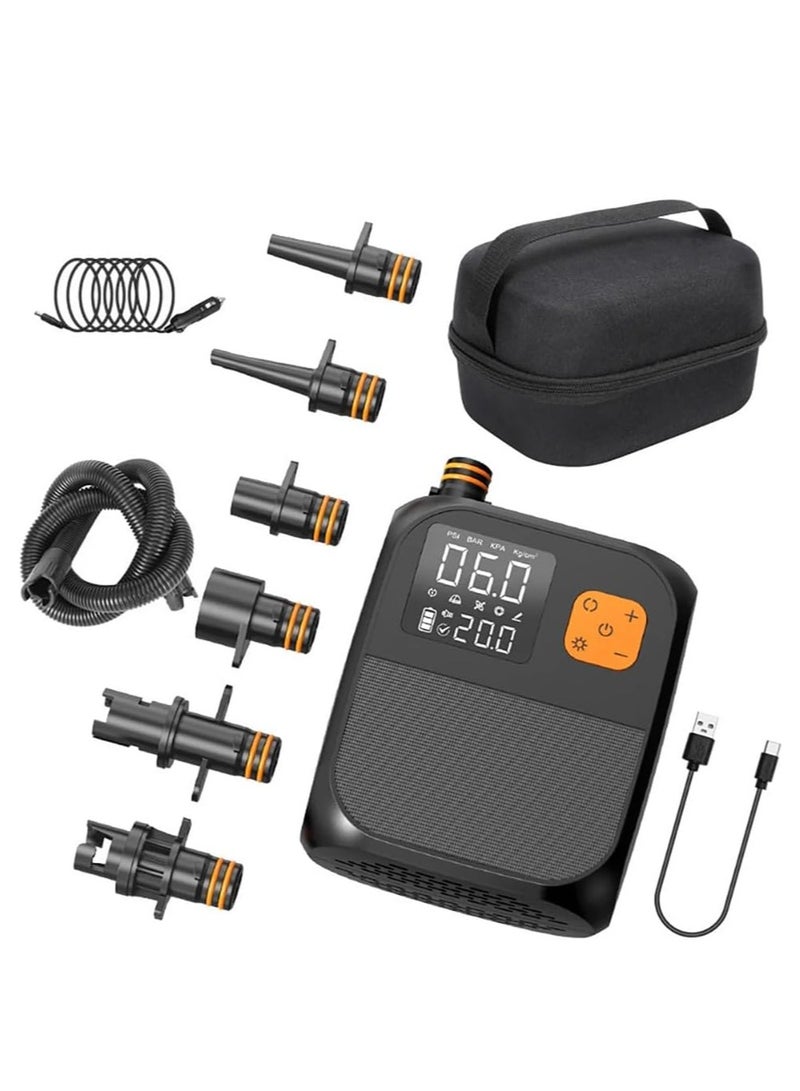 KASTWAVE مضخة هواء كهربائية 25PSI، مضخة هواء ذكية عالية الضغط، مضخة لوح التجديف، منفاخ هواء محمول كهربائي للسيارة مع بطارية 8000 مللي أمبير في الساعة، منفاخ هواء ذكي مزدوج المرحلة ومفرغ مع إيقاف التشغيل التلقائي - Image 1