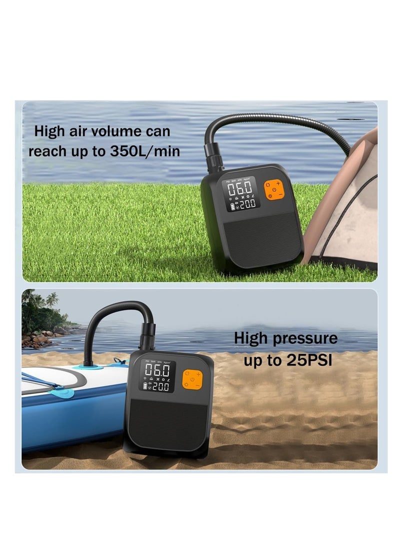 KASTWAVE مضخة هواء كهربائية 25PSI، مضخة هواء ذكية عالية الضغط، مضخة لوح التجديف، منفاخ هواء محمول كهربائي للسيارة مع بطارية 8000 مللي أمبير في الساعة، منفاخ هواء ذكي مزدوج المرحلة ومفرغ مع إيقاف التشغيل التلقائي - Image 3