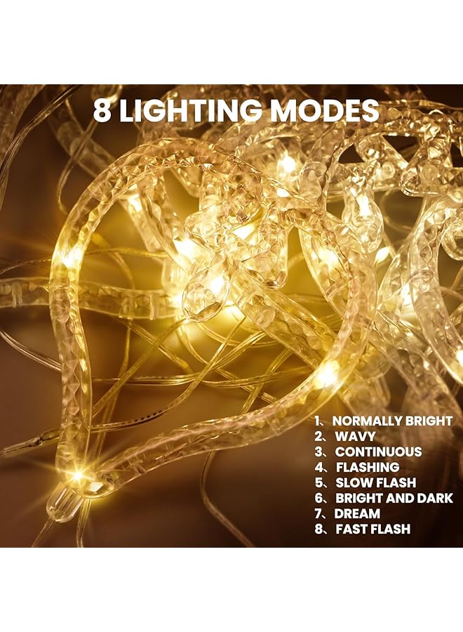 erorex Curtain String Lights Led String Lights Usb Powered Hanging String Lights With Remote Control For Ramadan Home Party Holiday 8 Lighting Modes Warm White - Image 2