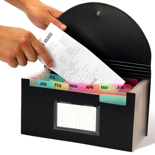 H4D Check Size 13 Pocket Expanding File Folder, Accordion File Organizer Wallet Case for Coupon Receipt Storage, 10 x 5.5 inches, Black - Image 1