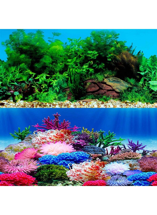 ELEBOX New 20" X 48" Fish Tank Background Stickers Wallpaper 2 Sided Seaweed Water Plants Aquarium Background Decoration  - Image 1
