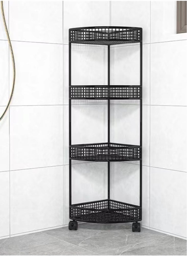 Kutis 4-Tier Bathroom Shelf Shower Shampoo Soap Organizer Storage Rack With Wheel 36x26x84 cm  - Image 2