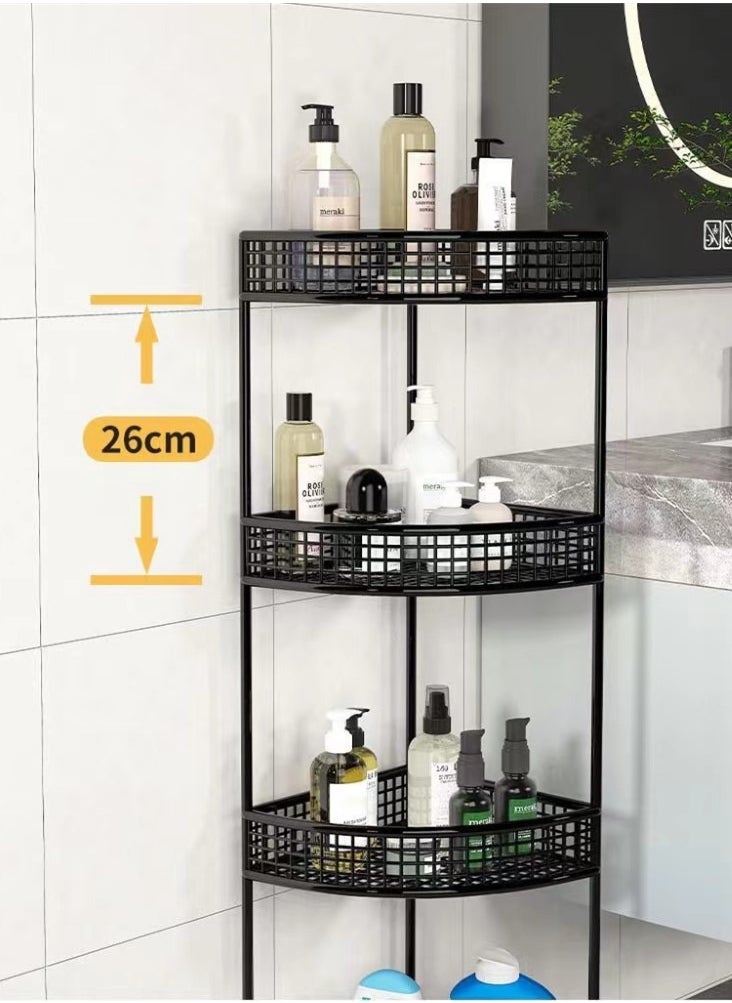 Kutis 4-Tier Bathroom Shelf Shower Shampoo Soap Organizer Storage Rack With Wheel 36x26x84 cm  - Image 3