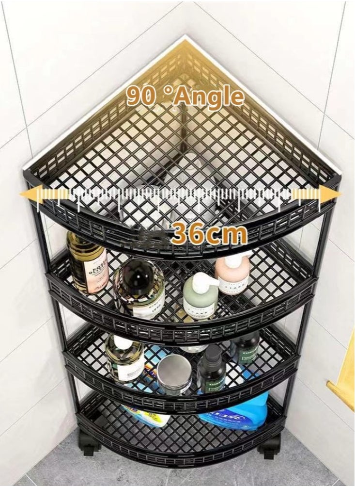 Kutis 4-Tier Bathroom Shelf Shower Shampoo Soap Organizer Storage Rack With Wheel 36x26x84 cm  - Image 4