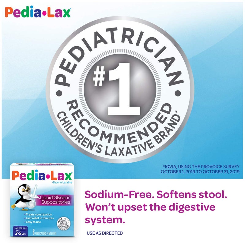 Pedia-Lax Liquid Glycerin Suppositories for Kids Ages 2-5, Gentle Constipation Relief Laxative for Children, 6 Count, Pack of 3 - Image 3
