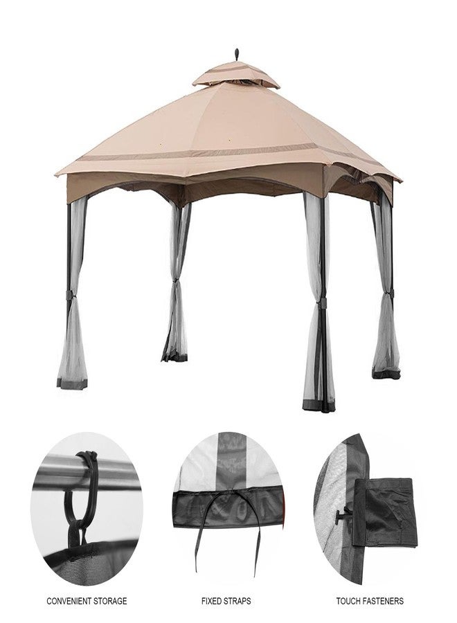 Hisecome 10' x 12' Gazebo Universal Replacement Mosquito Netting,Black Outdoor Canopy Net Screen 4-Panel Sidewall Curtain, with Zippers,Mosquito Netting（Only） - Image 4